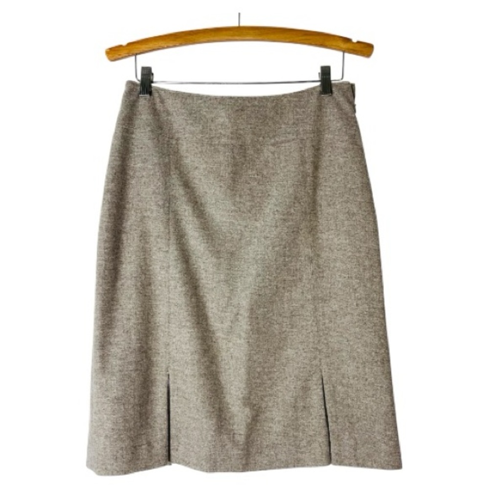 Banana Republic tan wool preppy pleated academia office skirt 8
